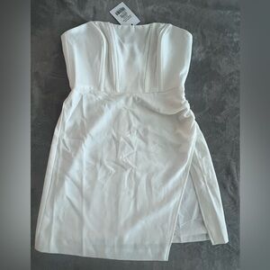 Showpo Bonnie Mini Slit Dress (White)